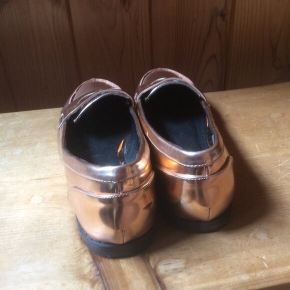 ASOS Metallic Copper Penny Loafer Classic Slip On Flats Size 6 - Picture 5 of 9